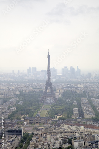 Foggy Paris. View from Monparnas Tower. France