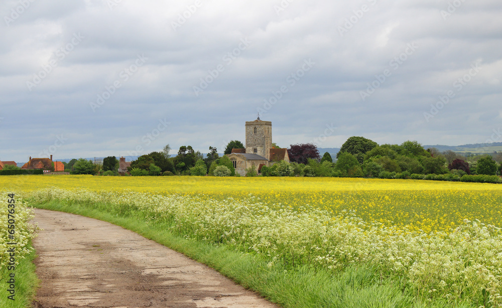 An English Rural Landscape with Village Church