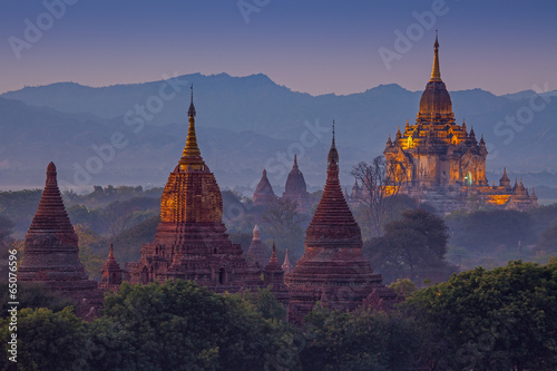 Tela ancient temple in Bagan after sunset , Myanmar