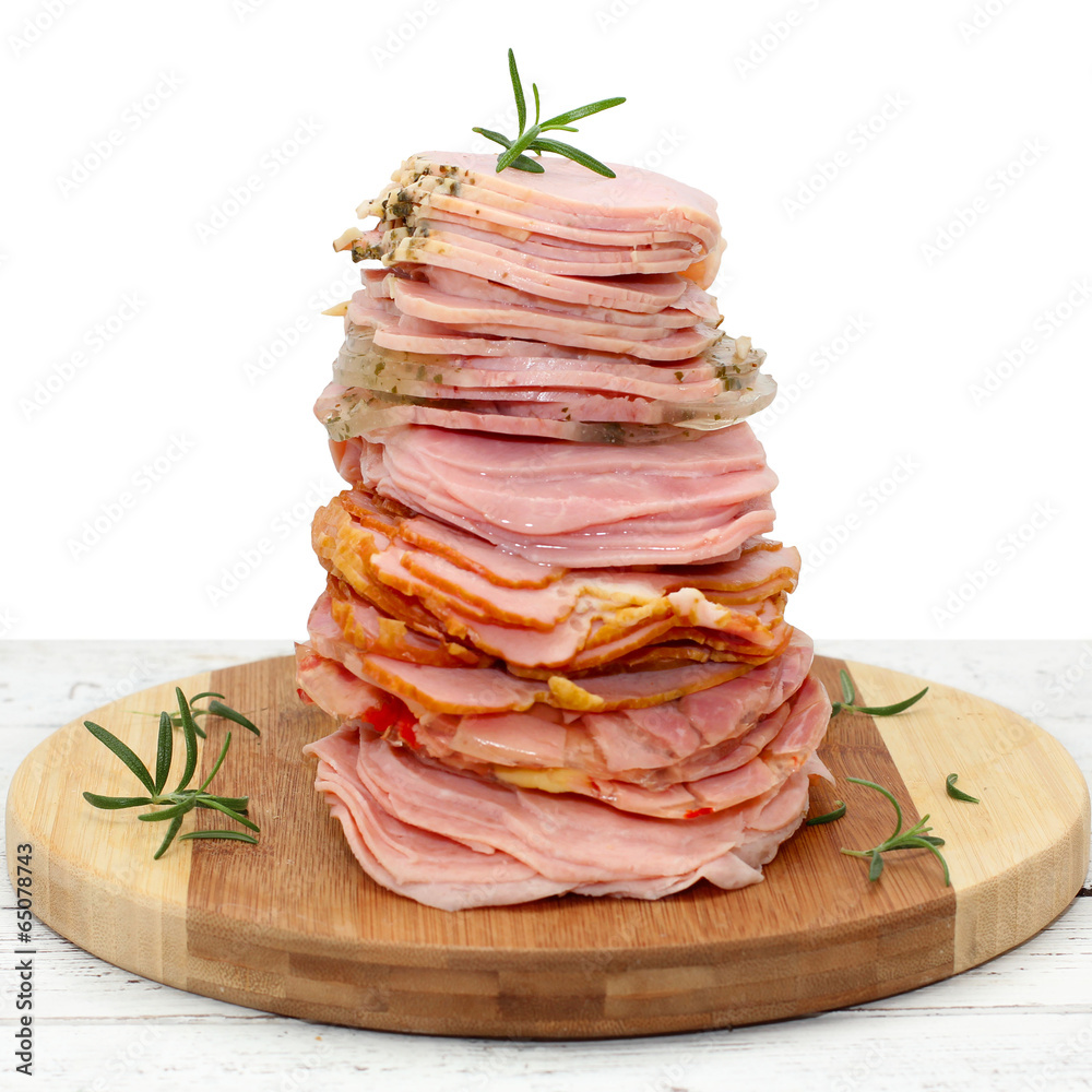 Sliced sausage. meat pile