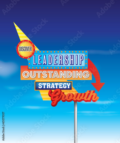 Business messages og growth and challenge in retro vintage sign