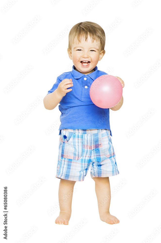 Happy kid little boy with balloon. Child white background Happy kid little boy with balloon. Child white background