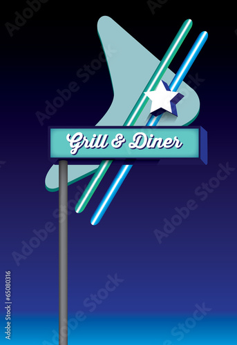 art deco style retro vintage diner signage