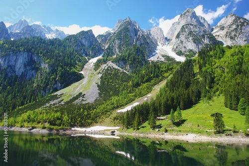 View of Alpine lake Gosausee, Austrian Alps