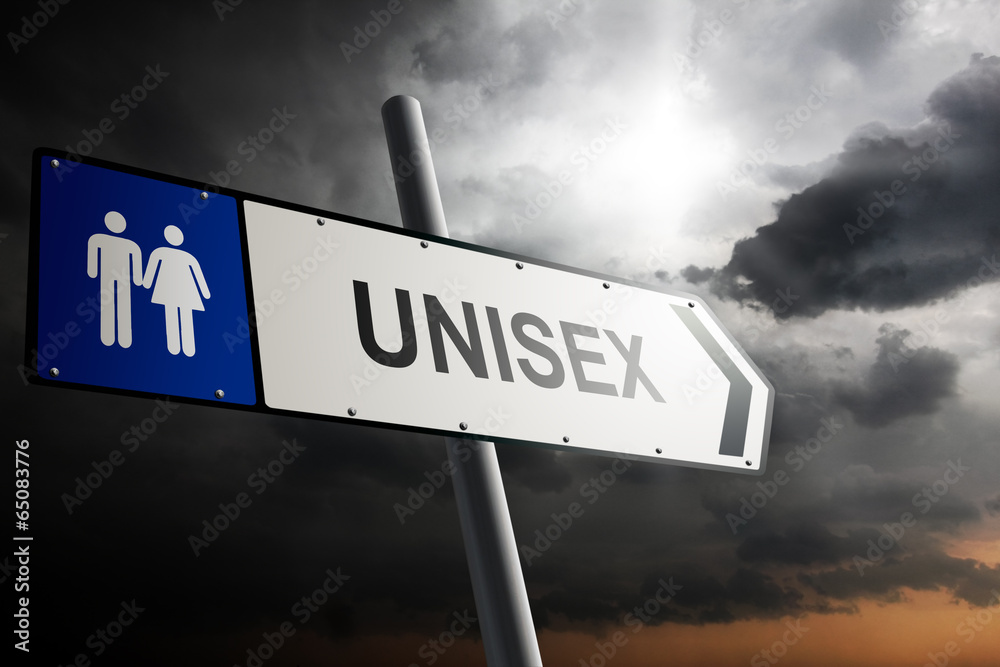 Obraz premium Unisex direction. Blue traffic sign.