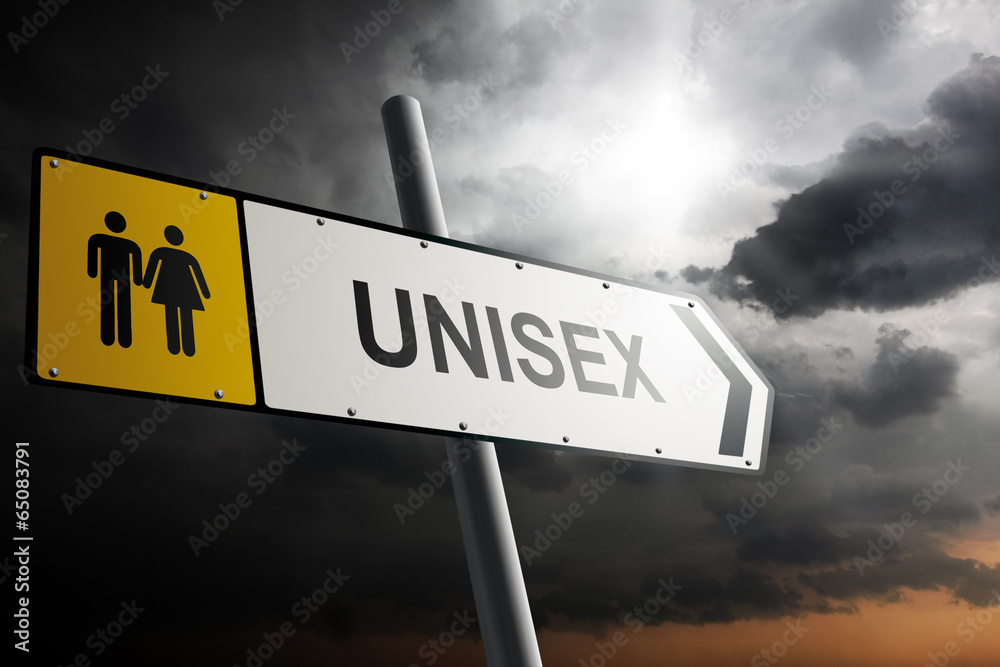 Obraz premium Unisex direction. Yellow traffic sign.