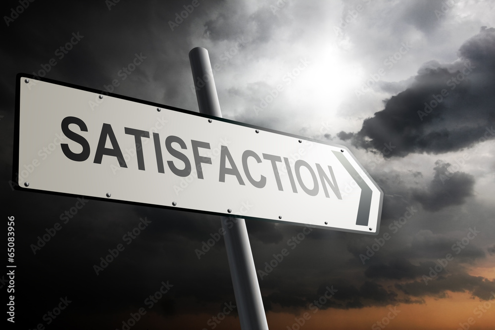 Obraz premium Satisfaction direction. Traffic sign.