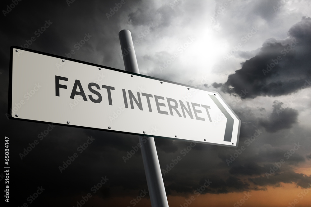 Obraz premium Fast Internet direction. Traffic sign.