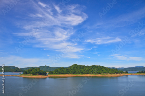 Views over the reservoir Kaengkrachan dam