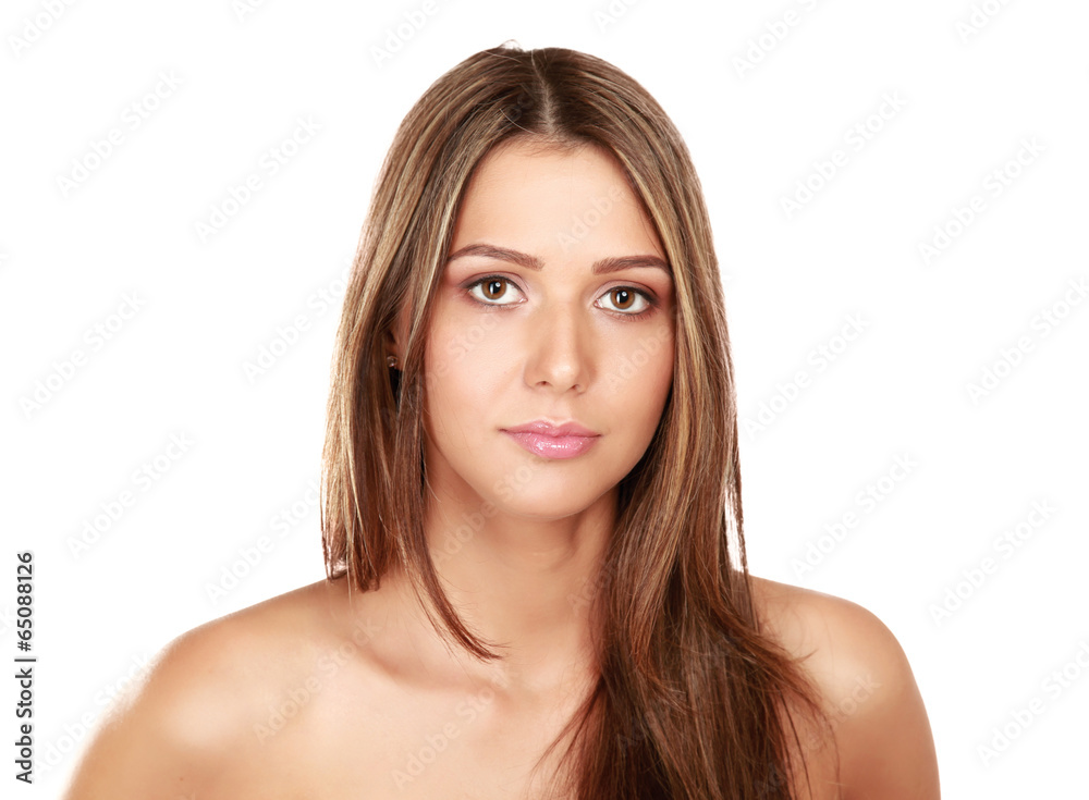 Closeup portrait of a young woman ,isolated on white background Closeup portrait of a young woman ,isolated on white background