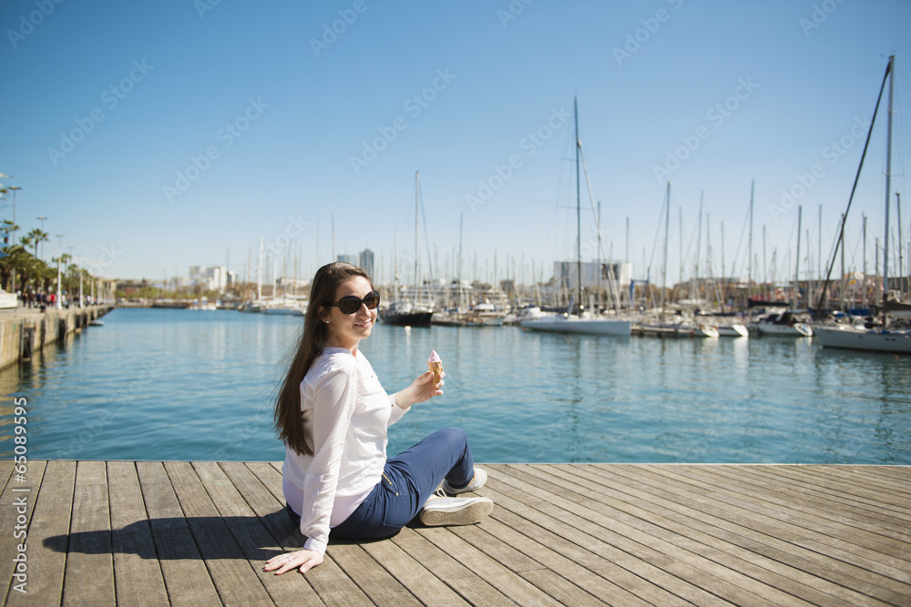 Woman on pier