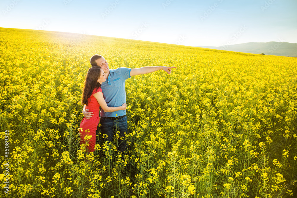 Couple in love in field