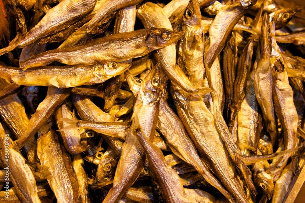 Dried fish on sale in wet market