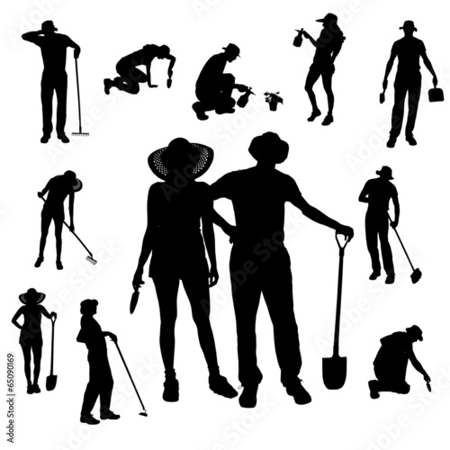 Vector silhouette of a gardener.
