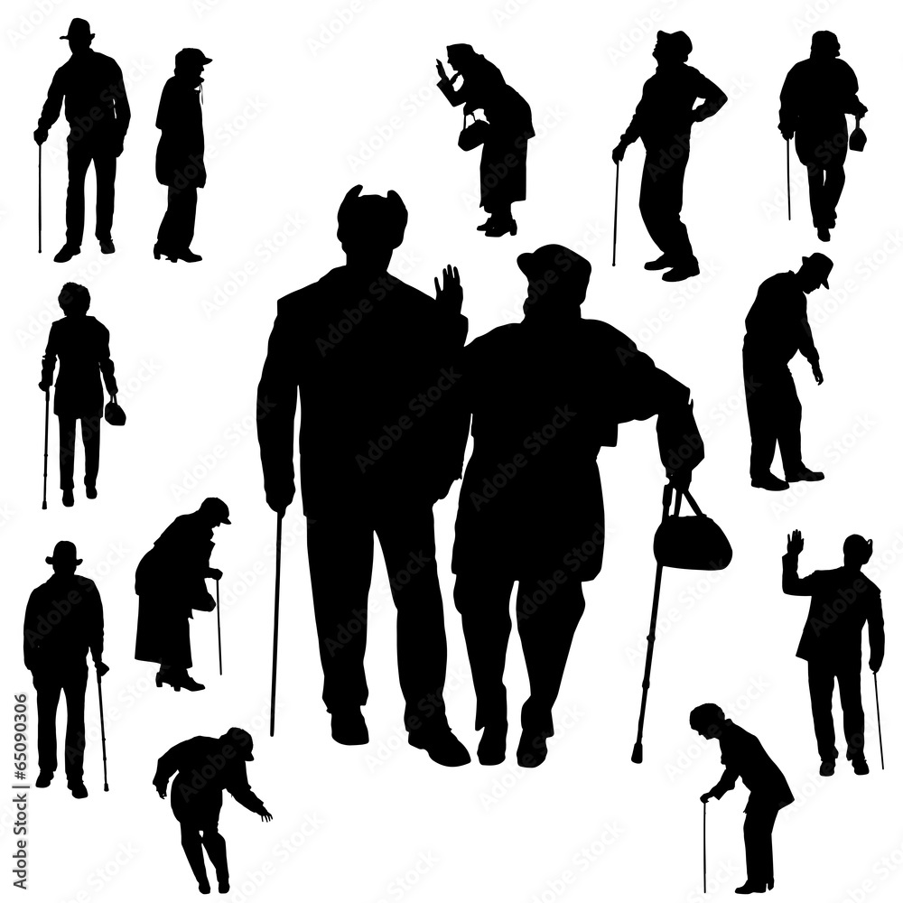 Vector silhouette of old people. Stock Vector | Adobe Stock