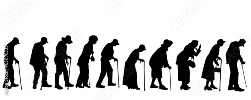Vector silhouette of old people.