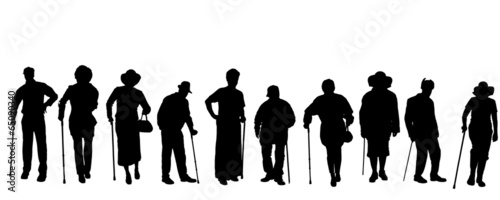 Vector silhouette of old people.