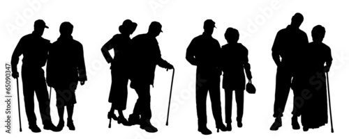Vector silhouette of old people.