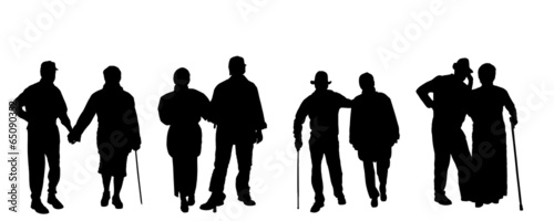 Vector silhouette of old people.