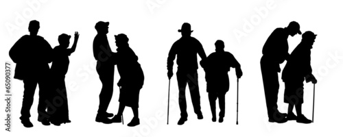 Vector silhouette of old people.