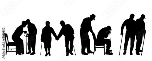 Vector silhouette of old people.
