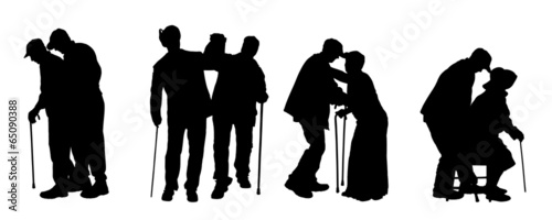Vector silhouette of old people.