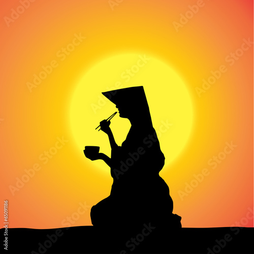 Vector silhouette of Chinese.
