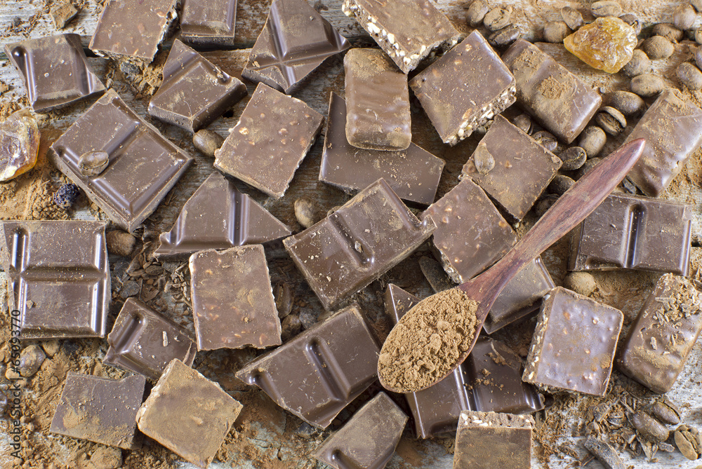 Chocolate background with spoon Chocolate background with spoon
