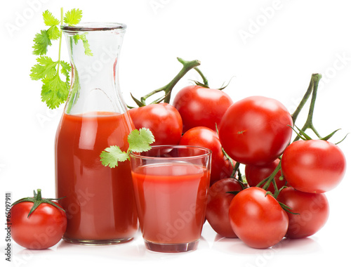 ripe tomatoes and tomato juice