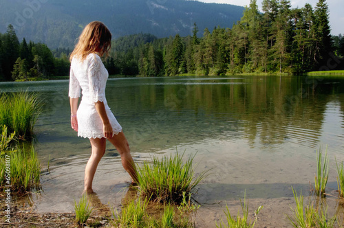 wading through water