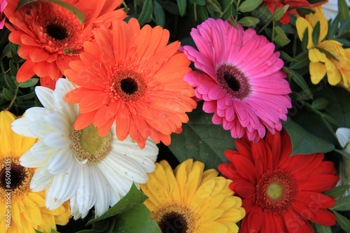 Gerberas in a colorful bridal bouquet