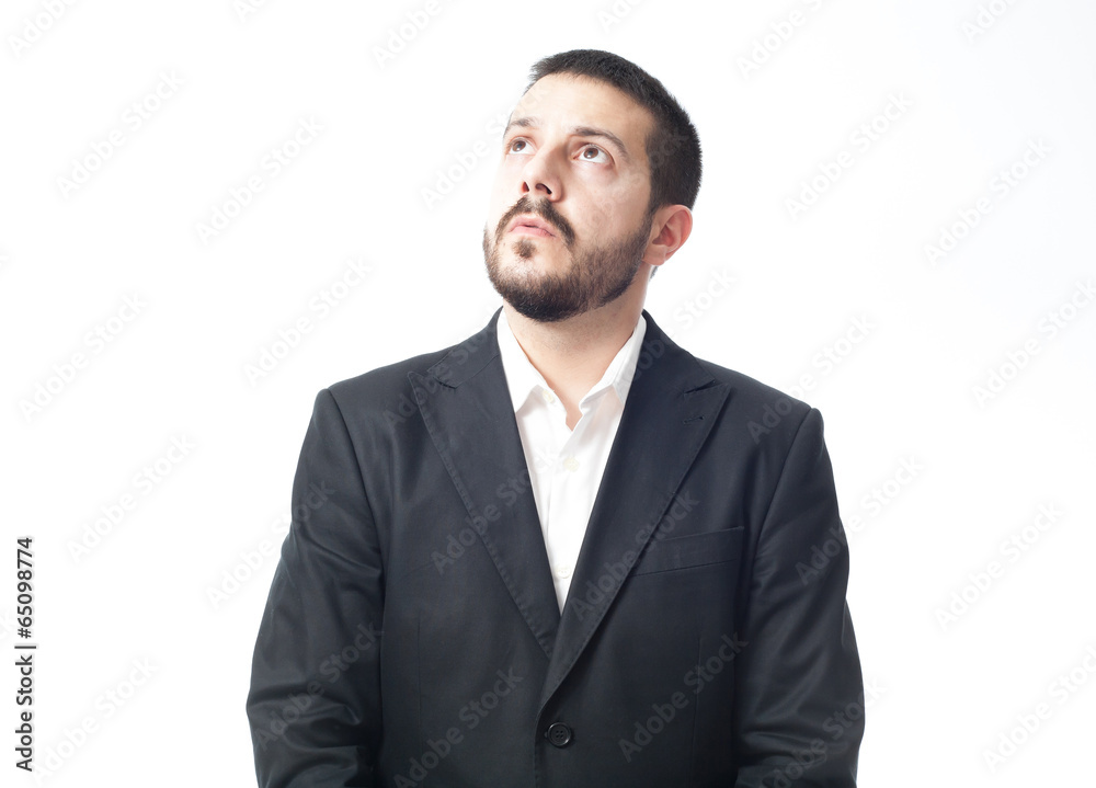 Thinking young businessman. Isolated on white. Thinking young businessman. Isolated on white.