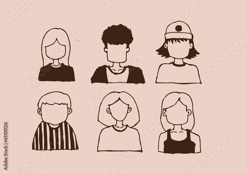 Cartoon faces Set hand drawing illustration