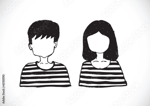 Cartoon faces Set hand drawing illustration