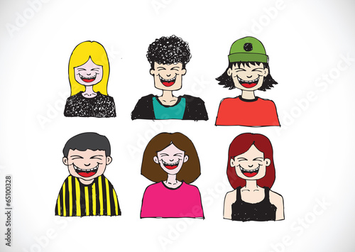 Cartoon faces Set hand drawing illustration