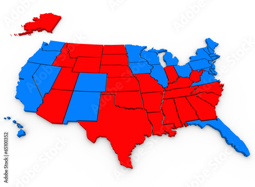 Red Vs Blue United States America Map Presidential Election photo