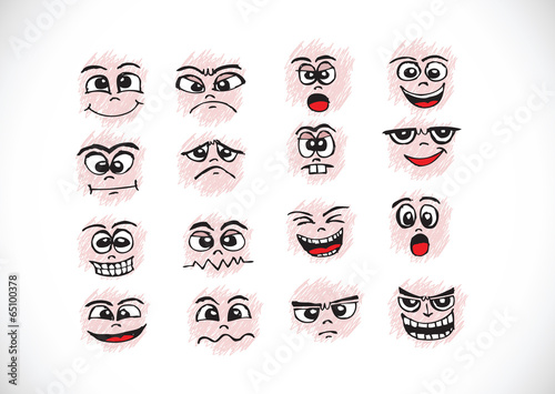 Cartoon faces Set hand drawing illustration