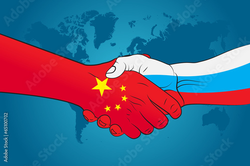 Handshake China and Russia
