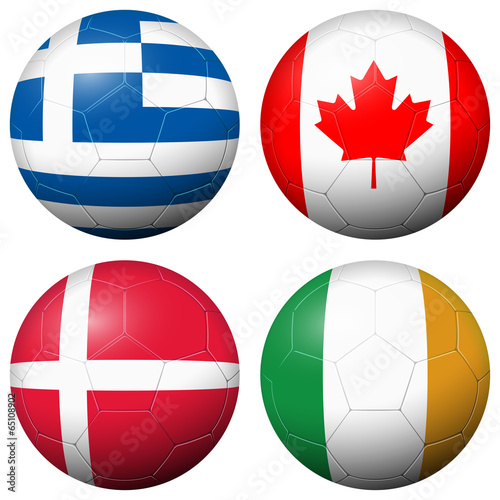 collection of soccer footballs - country flags