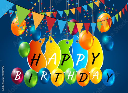 abstract celebration birthday background with colorful balloons