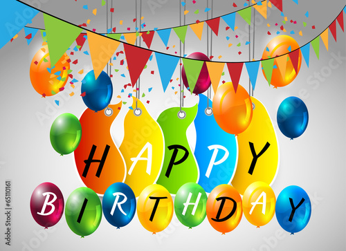 abstract celebration birthday background with colorful balloons