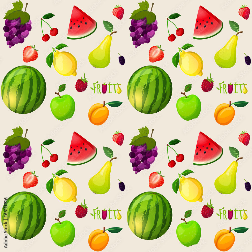 Fresh fruits seamless pattern Fresh fruits seamless pattern