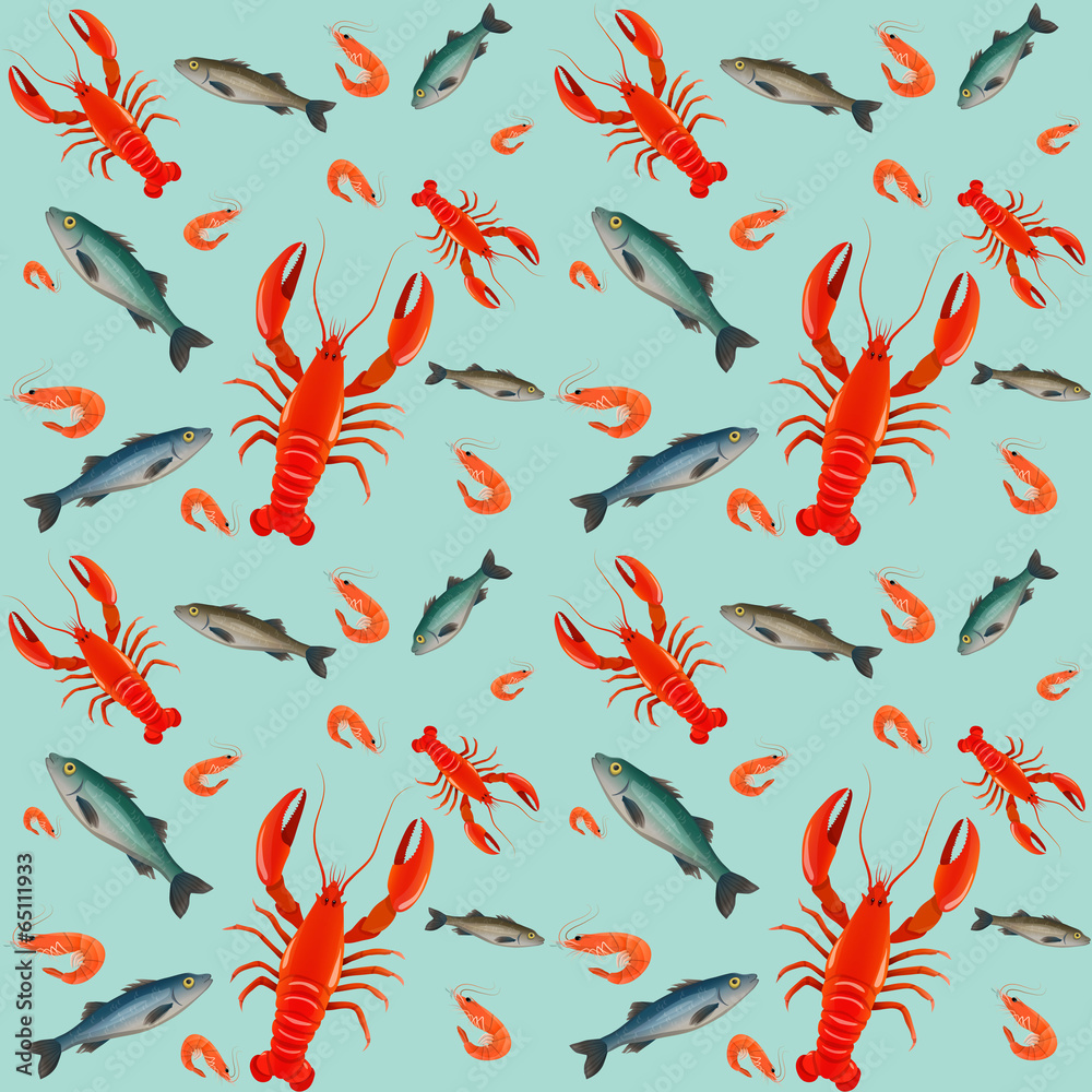 Lobster seamless pattern