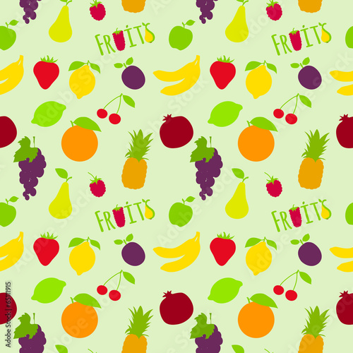 Fototapeta Naklejka Na Ścianę i Meble -  Fresh fruits flat seamless pattern
