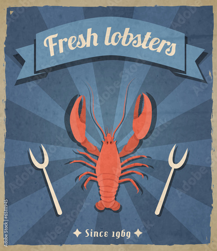 Lobster retro poster photo