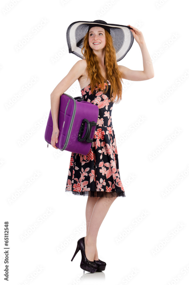 Woman ready for summer holiday isolated on white Woman ready for summer holiday isolated on white