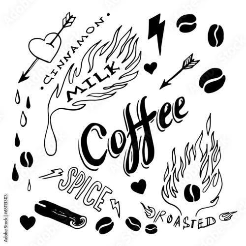 Set of hand drawn coffee th...