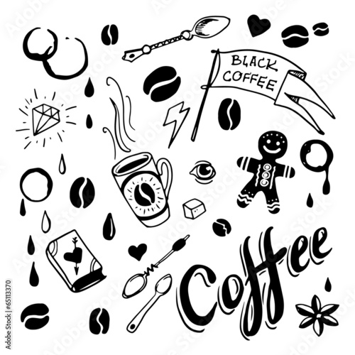 Set of hand drawn coffee th...