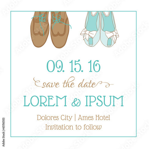 Wedding Invitation Card - with Wedding Shoes - Save the Date
