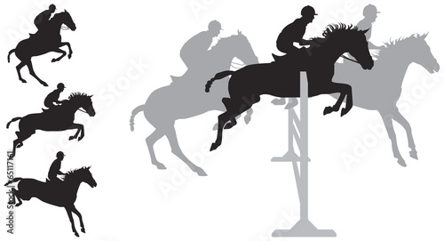 Horse jumping silhouettes